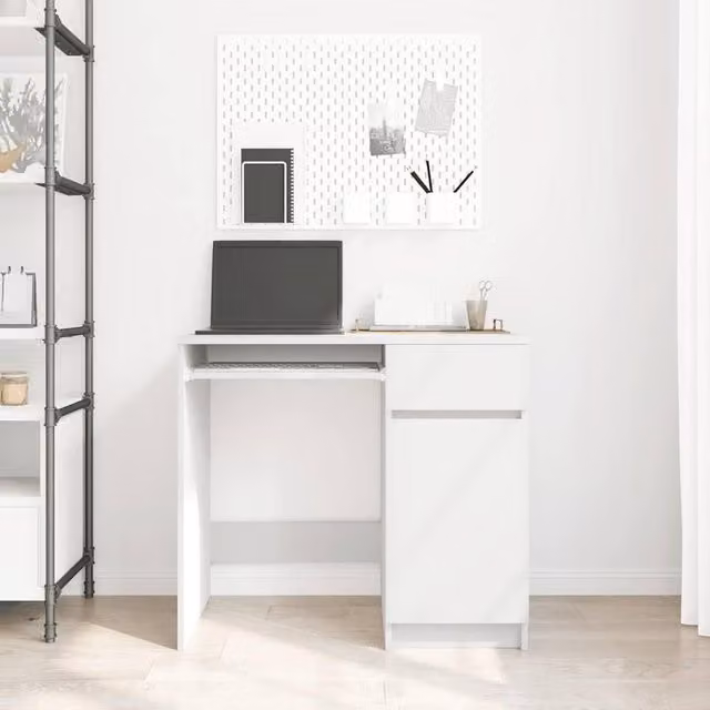 Berkfield Home Modern White Writing Desk, W/D/H: 86 x 49 x 76 cm