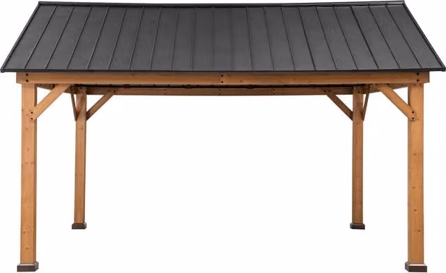 Sunjoy Classic Gable Gazebo in Anthracite and Black, Wood and Steel