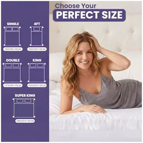 GC Gaveno Cavailia Small Double Mattress Topper, White, W/D/H: 120 x 190 x 10 cm – 4