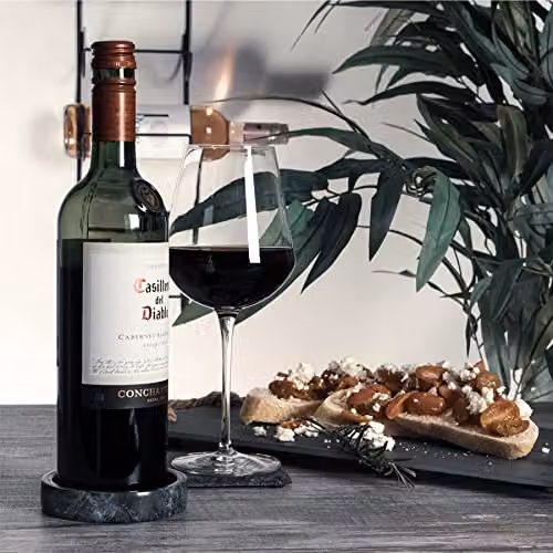 Argon Tableware Marble Wine Bottle Coaster in Black and Grey, Diameter: 10 cm – 3