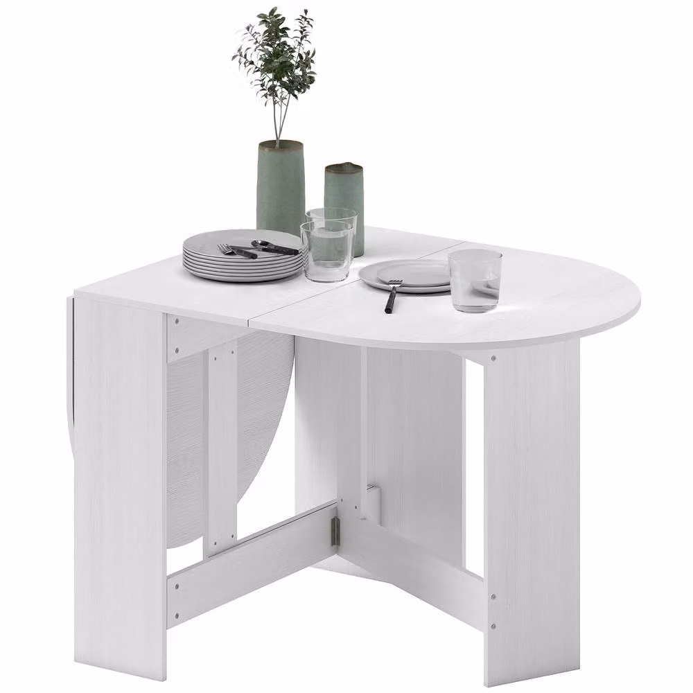 STILVORA Modern White Drop Leaf Dining Table with MDF Laminate and Wood Structure – 3