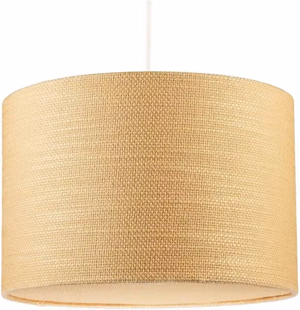 Happy Homewares Yellow Textured Fabric Round Pendant Lighting Shade with Diffuser and Reducer Ring – 1