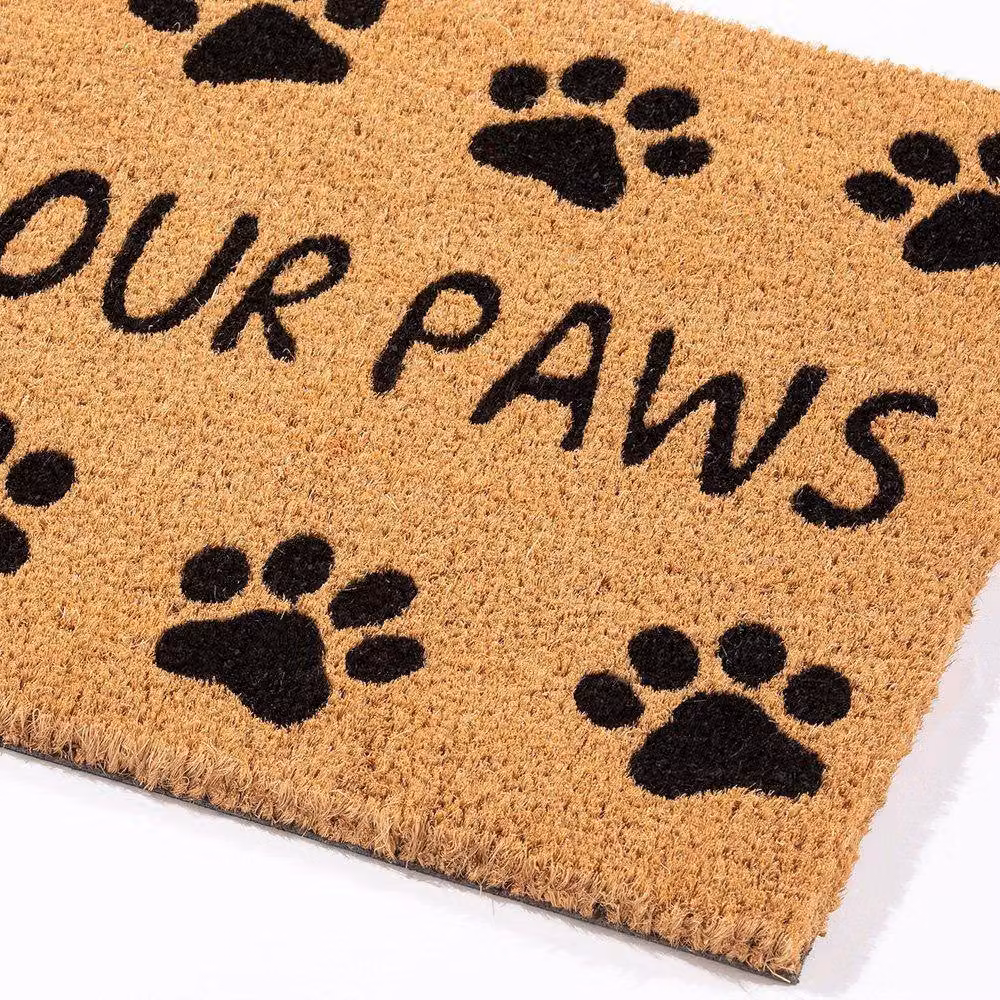 Arthouse Astley Wipe Your Paws Printed Coir Doormat, Black and Natural, W: 40 cm, D: 60 cm – 2