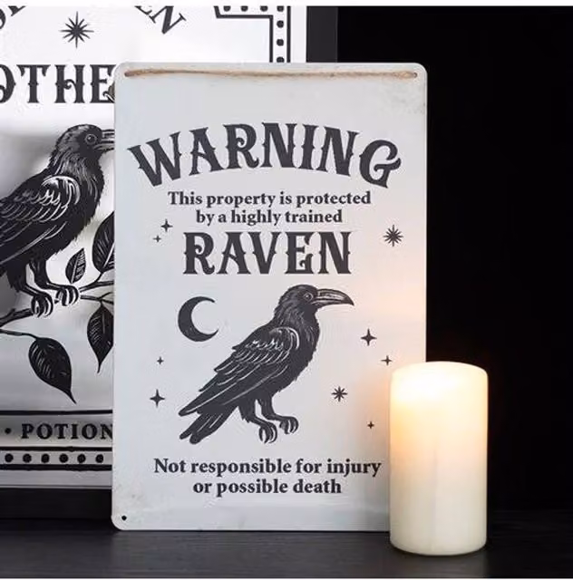 KDMD Protected by a Raven Metal Hanging Sign in White – 1