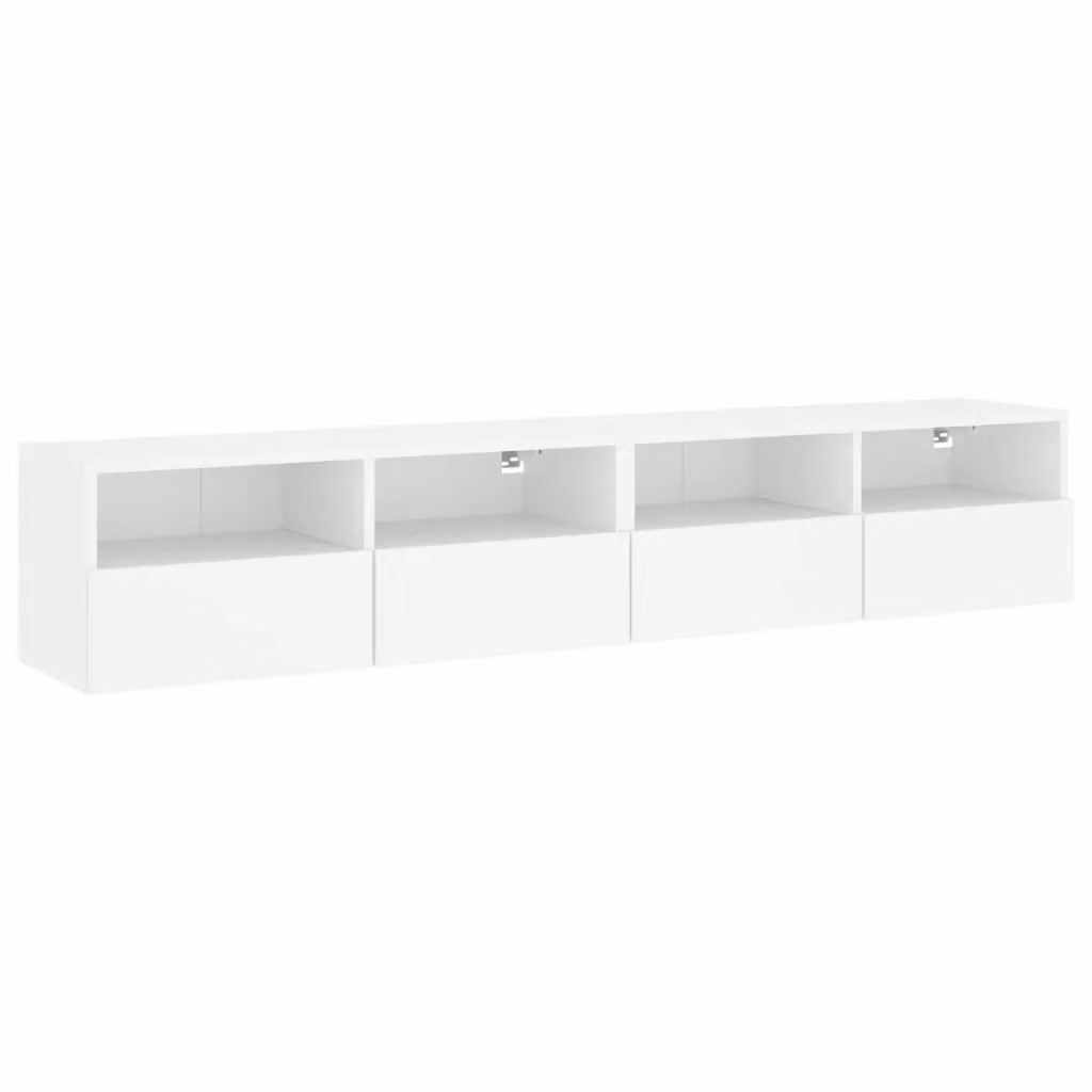 Berkfield Home Set of 2 White Wall Mounted TV Cabinets with Hinged Doors and Internal Shelves, W/D/H: 80 x 30 x 30 cm – 2