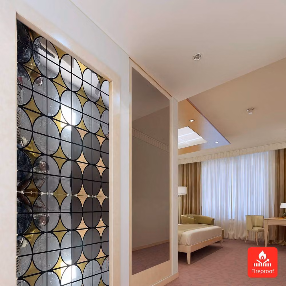 ENER-J Decorative Grid Glass Acoustic Wall Panels, Light Grey, W: 61.0 cm x H: 61.0 cm, Pack of 4 – 3