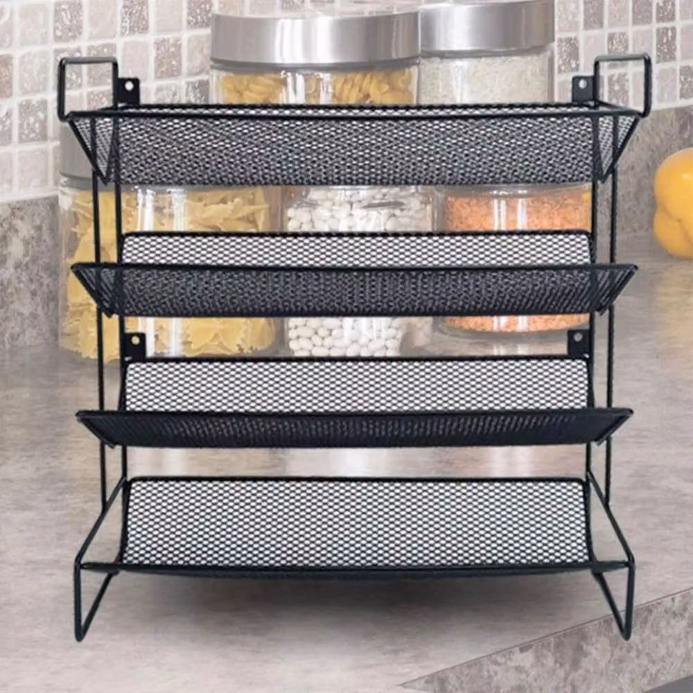 FORGEVIO 4 Tier Metal Spice Rack and Kitchen Storage Shelf in Black – 3