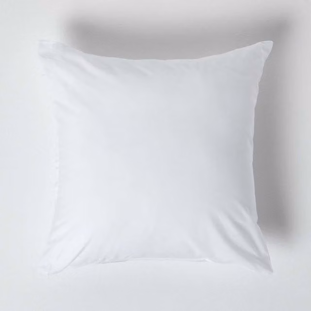 Homescapes 200 Thread Count Egyptian Cotton Percale Housewife Pillowcase, White, W/D/H: 60 x 80 cm