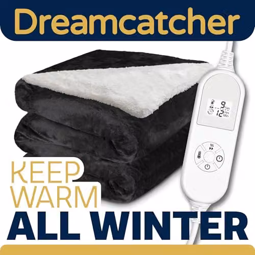Dreamcatcher Sherpa Heated Throw Blanket in Black with 9 Heat Levels and 12-Hour Timer – 6