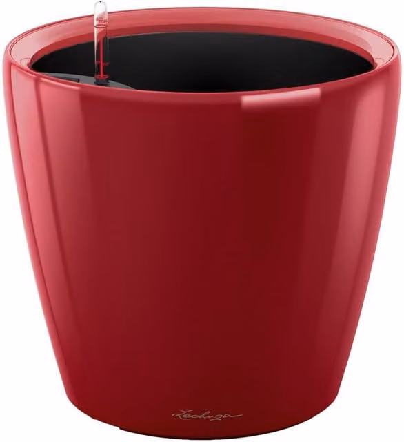 LECHUZA Classico Ls Round Self-Watering Planter, Scarlet Red High-Gloss, 7l