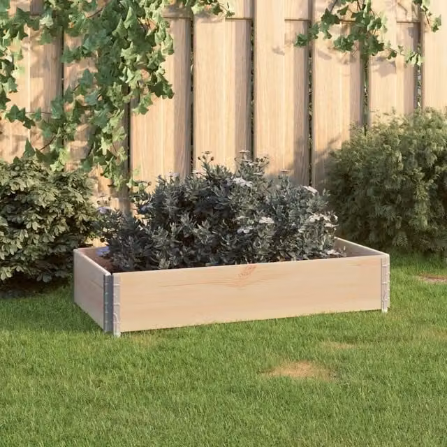 Berkfield Home Raised Bed in Brown Solid Pine Wood, W: 100 cm, D: 50 cm, H: 50 cm