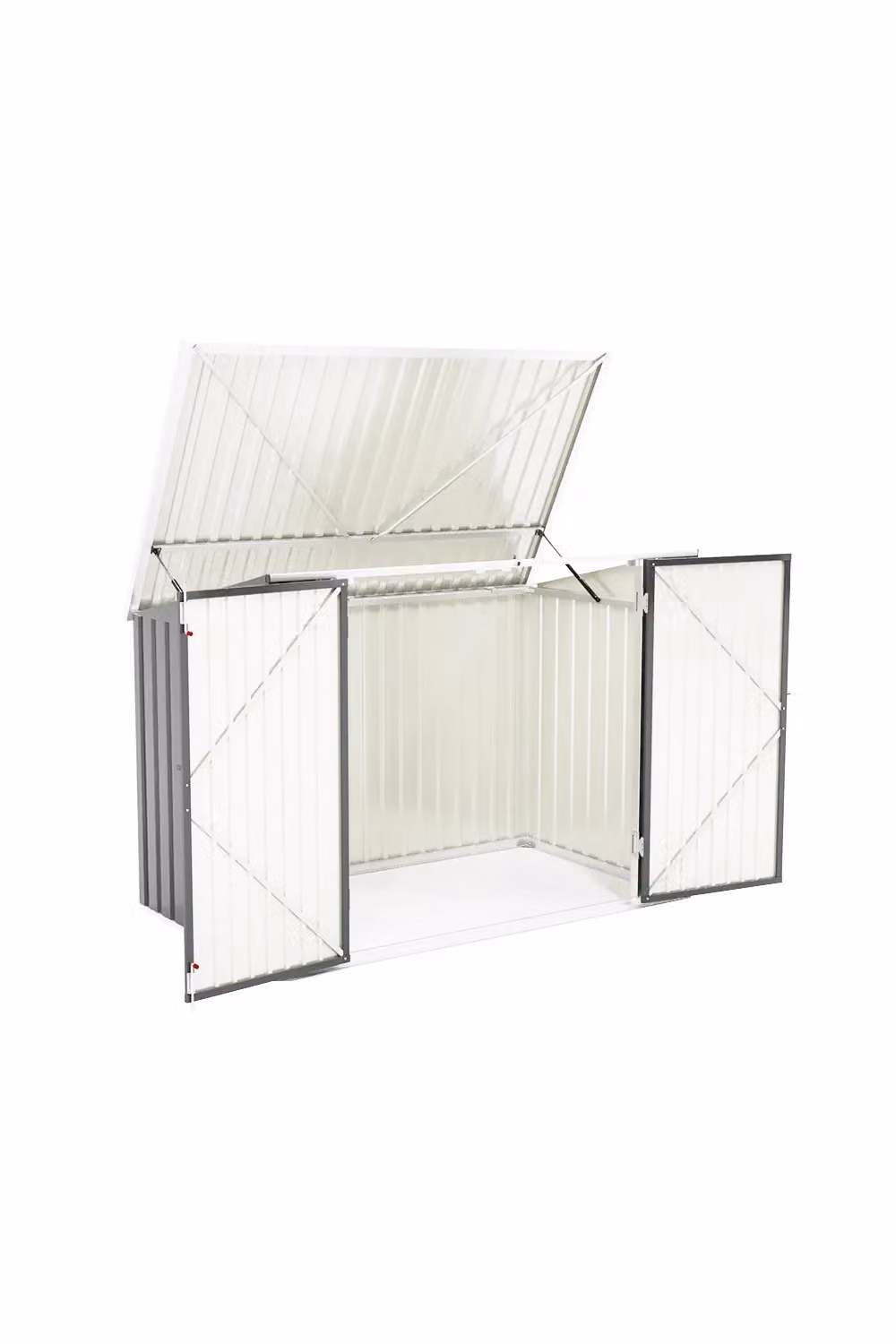 H&O Direct Heavy Duty Steel Pent Bicycle Storage Shed in Grey, W/D/H: 210 x 130 x 105 cm – 3