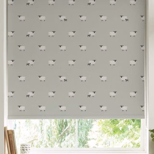Sophie Allport Sheep Made to Measure Thermal Blackout Roller Blind in Pebble