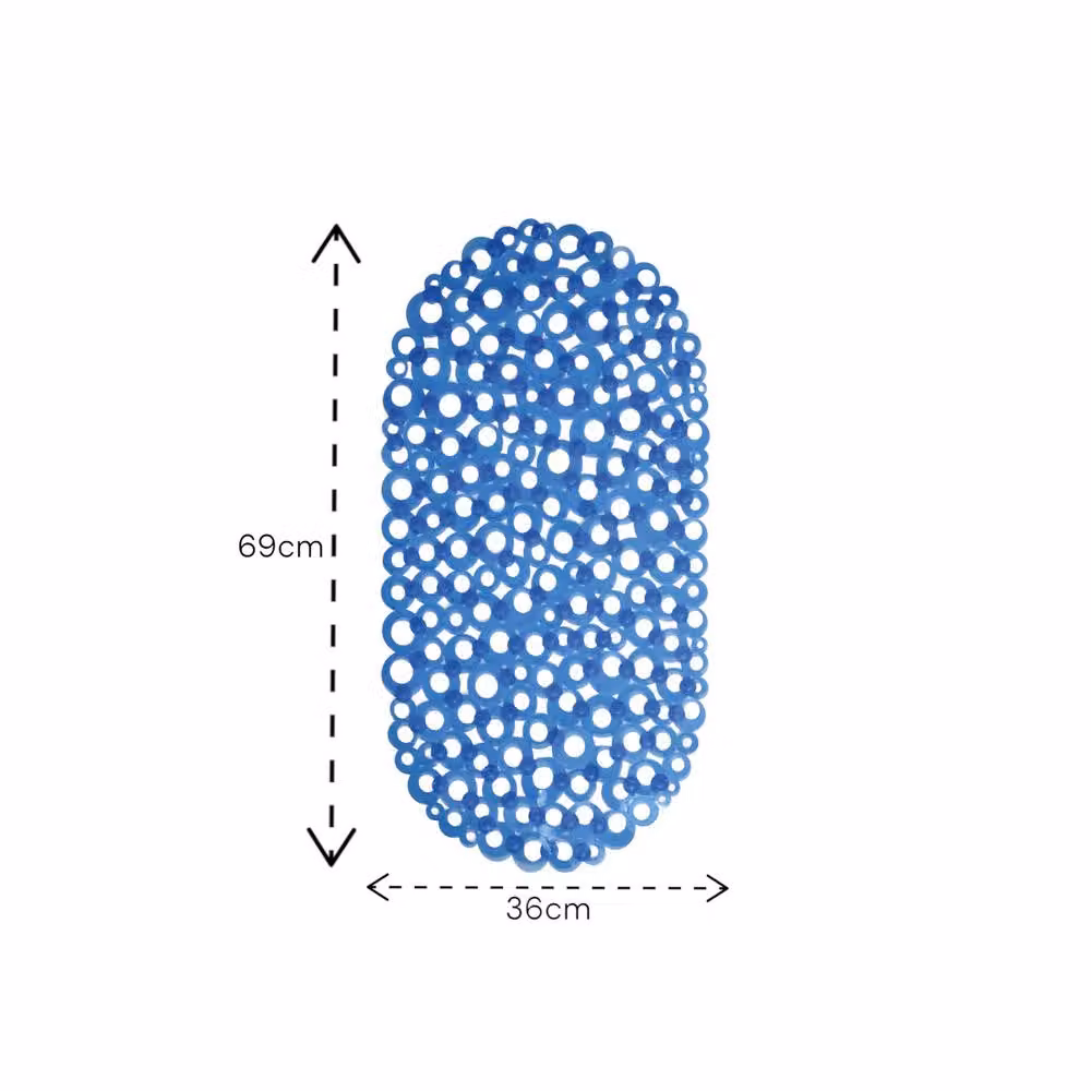 Showerdrape Otto Anti Slip Blue PVC Bath Mat Set of 2, W: 69 cm, D: 36 cm – 3