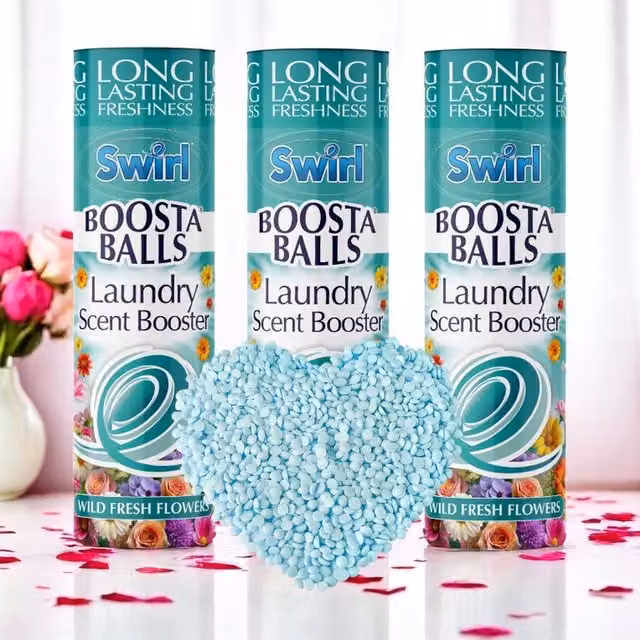 Swirly Laundry Scent Booster Washing Machine Freshener Wild Flower, 3 x 230g, Green and Blue