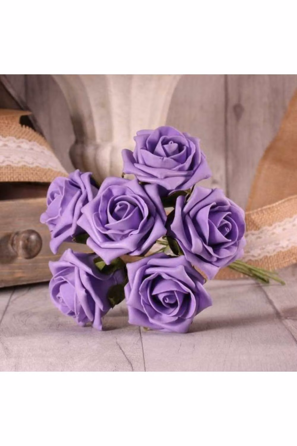 KDMD Pack of 4 Purple Lavender Foam Tea Rose Floral Decorations – 2