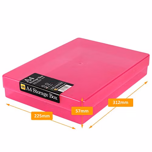 WestonBoxes A4-2-GO Portable Document Box Carrier with 2 Pink A4 Storage Boxes – 3