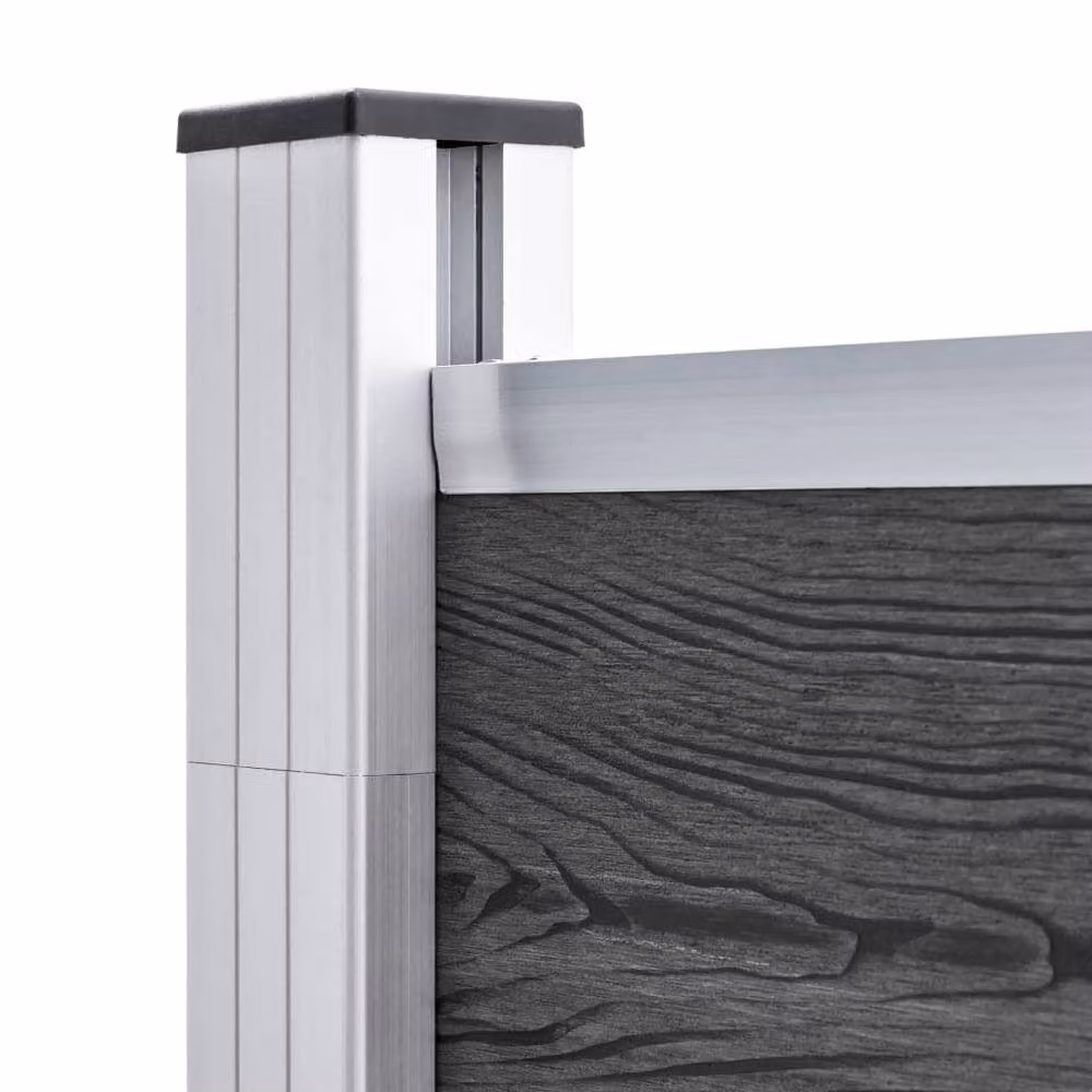 Berkfield Home Durable WPC Fence Panel Set, Black, W: 872 cm, H: 186 cm – 3