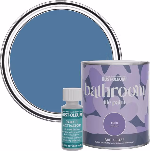 Rust-Oleum Bathroom Tile Paint in Satin Finish, Blue Silk, 0.75 l