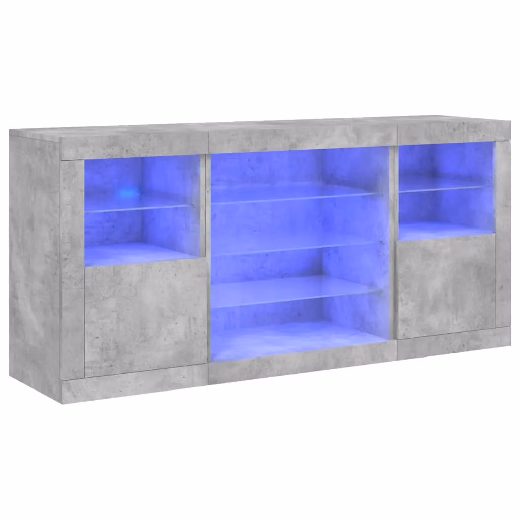 Berkfield Home Modern Sideboard with Integrated LED Lights in Concrete Grey, W: 142.5 cm, D: 37 cm, H: 67 cm – 2