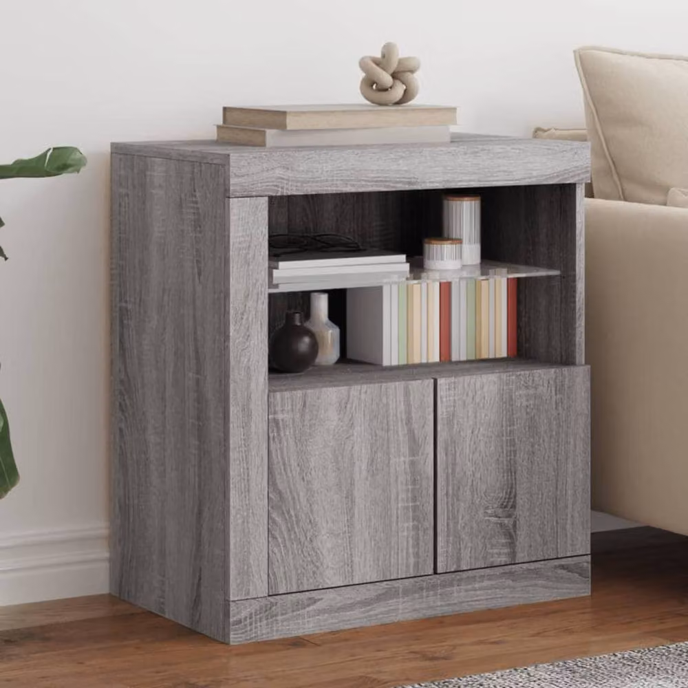 Berkfield Home Modern Sideboard with Integrated LED Lights in Grey Sonoma, W: 60.5 cm, D: 37 cm, H: 67 cm – 2