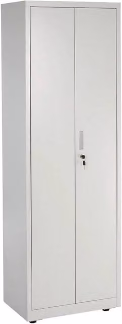 PAWNORA Grey Metal Office Cupboard with Hinged Doors and Adjustable Shelves, W/D/H: 60 x 40 x 180 cm – 1