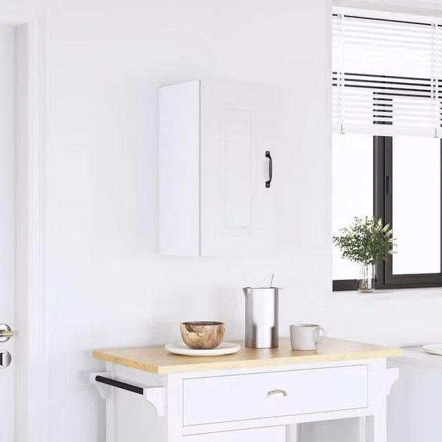Berkfield Home Kalmar White Matt MDF Wall Mounted Kitchen Cabinet with Hinged Doors