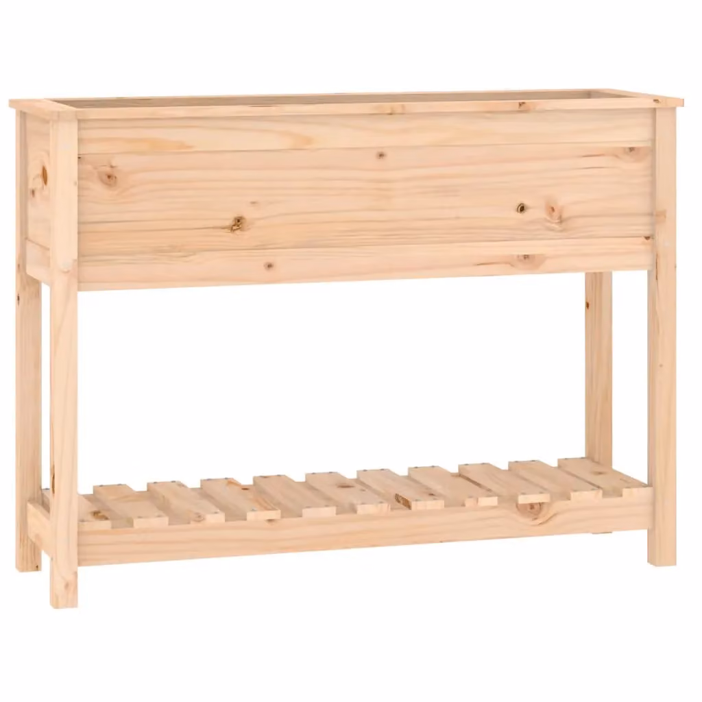 Berkfield Home Rustic Raised Bed Planter with Shelf, Solid Pine Wood, Brown, W: 111.5 cm, D: 34.5 cm, H: 81 cm – 2