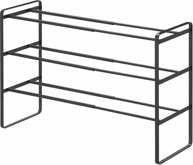 Yamazaki 3-Tier Extendable Metal Shoe Rack in Matt Black, W41-70 x D25 x H46 cm – 1