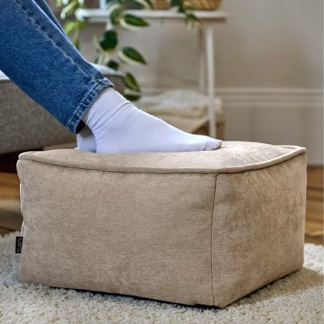 ICON Chenille Bean Bag Footstool in Beige