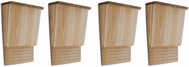 Berkfield Home Set of 4 Wooden Bat Houses in Brown, W/D/H: 22 x 12 x 34 cm – 1