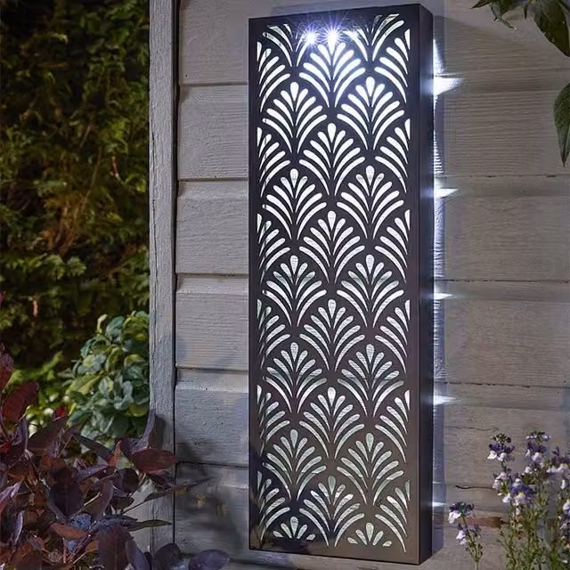Garden Mile Solar Silhouette Papyrus Leaf LED Wall Panel in Black