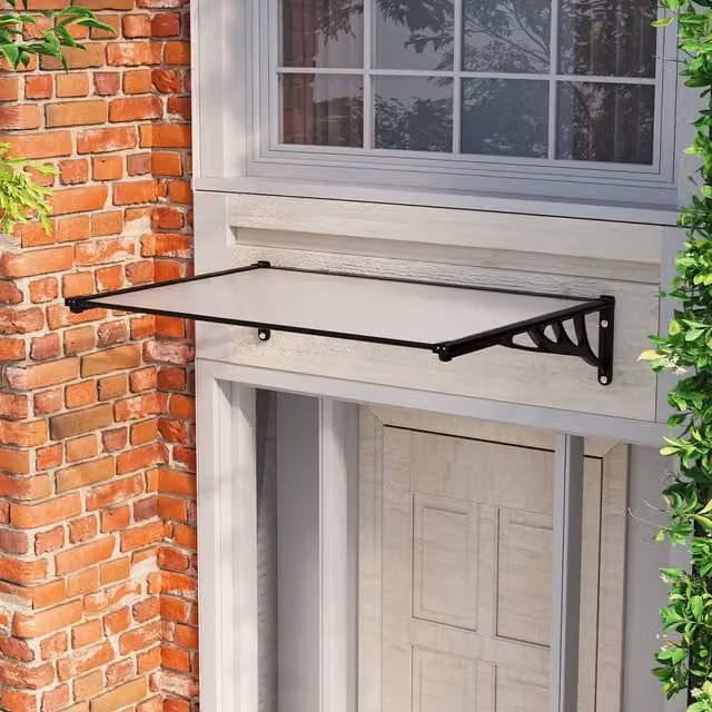 Livingandhome Black Door Canopy Awning, Width: 120 cm