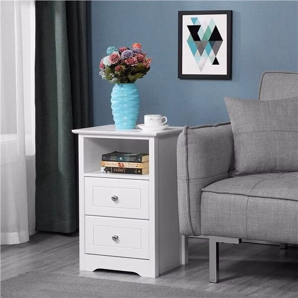 KORVIXA White Modern Nightstand and Sofa Side End Table Cabinet, W/D/H: 100 x 100 x 60 cm – 3