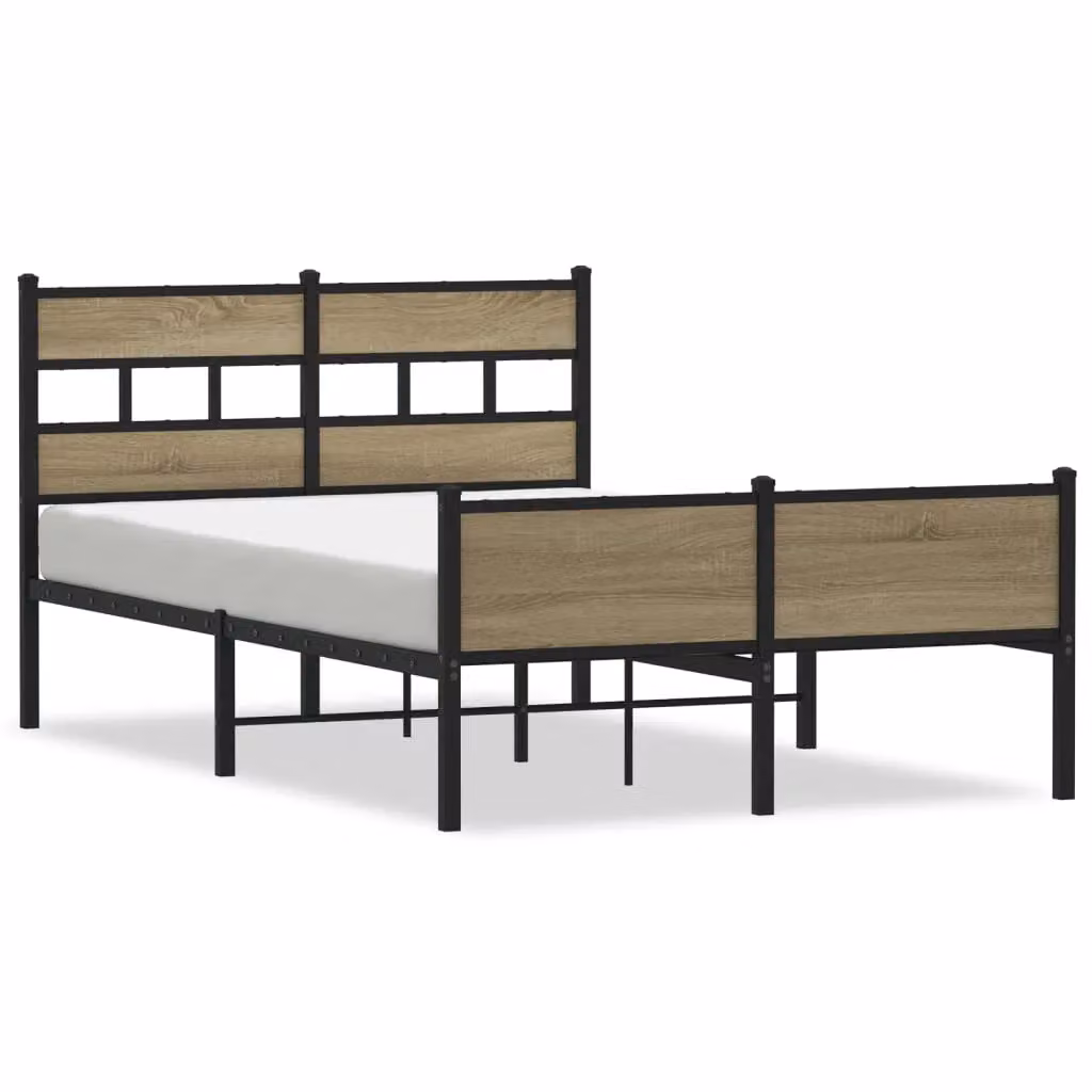 Berkfield Home Sonoma Oak Small Double Bed Frame in Brown, W/D/H: 120 x 190 cm – 2