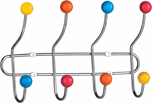 Orsina Chrome Wall Mounted 8 Hook Hanger with Multicolour Plastic Balls