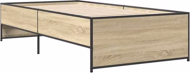 Berkfield Home Durable Small Single Bed Frame with Drawers in Sonoma Oak and Beige, W/D/H: 80 x 190 x 40.5 cm – 1
