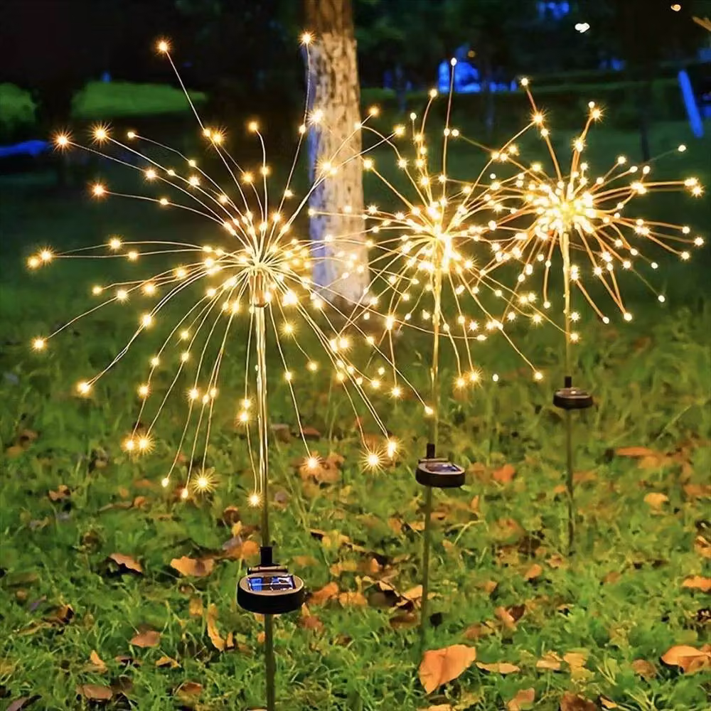 NESTLUNE 2 Solar Starburst Firework Stake Lights in White for your Garden – 3