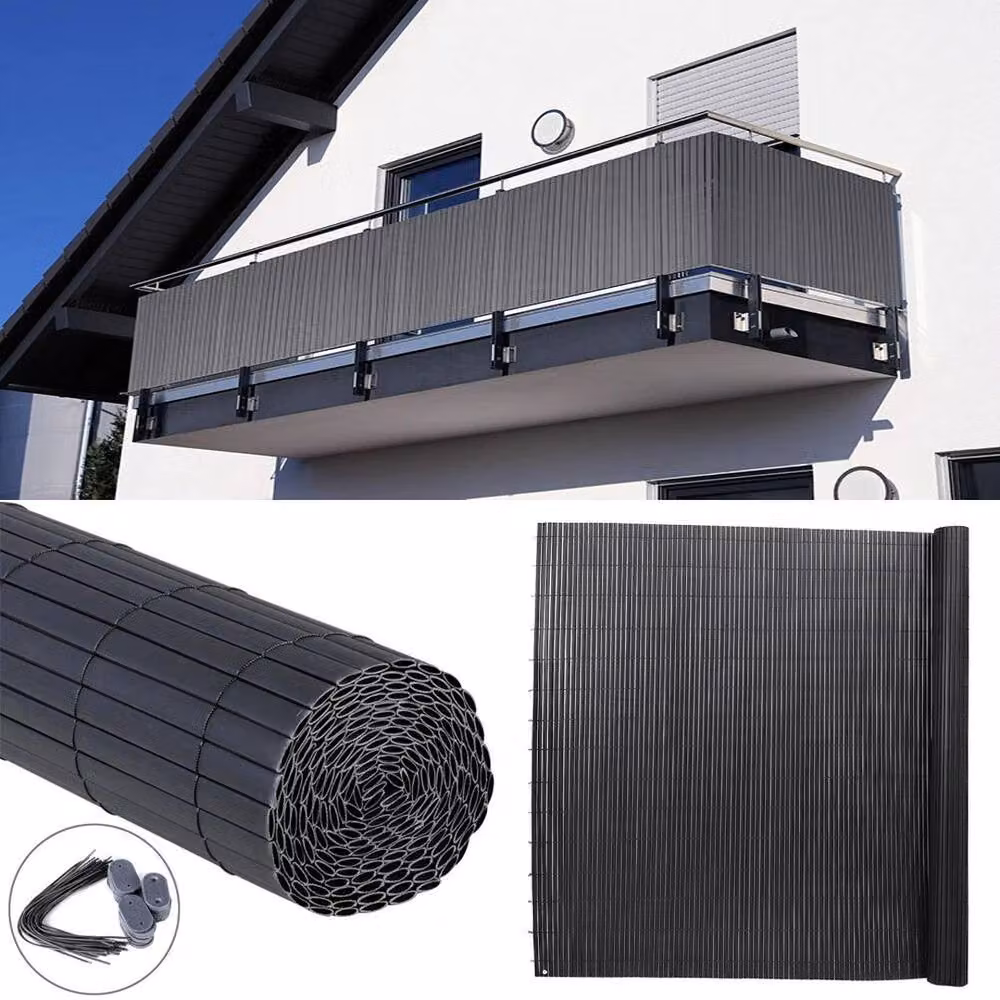FLAVORA Grey PVC Garden Privacy Screening Roll Mat – 2