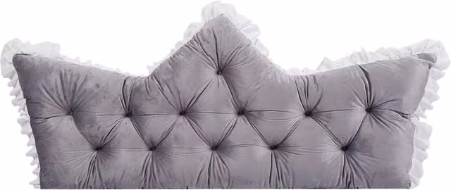 Livingandhome Crown-Shaped Tufted Plush Headboard Pillow, Grey, Width: 150 cm