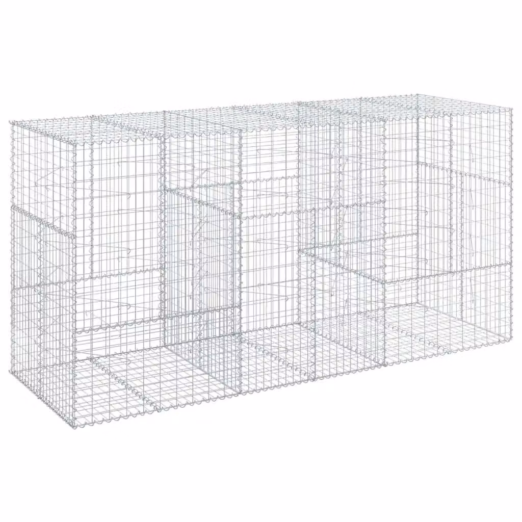 Berkfield Home Silver Galvanised Steel Gabion Basket with Cover, W: 300 cm, D: 100 cm, H: 150 cm – 2