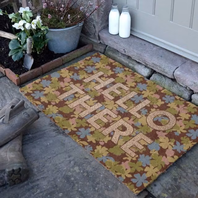 Artsy Mats Hello There Spring Doormat, Brown and Multicolour, W: 90 cm, D: 60 cm