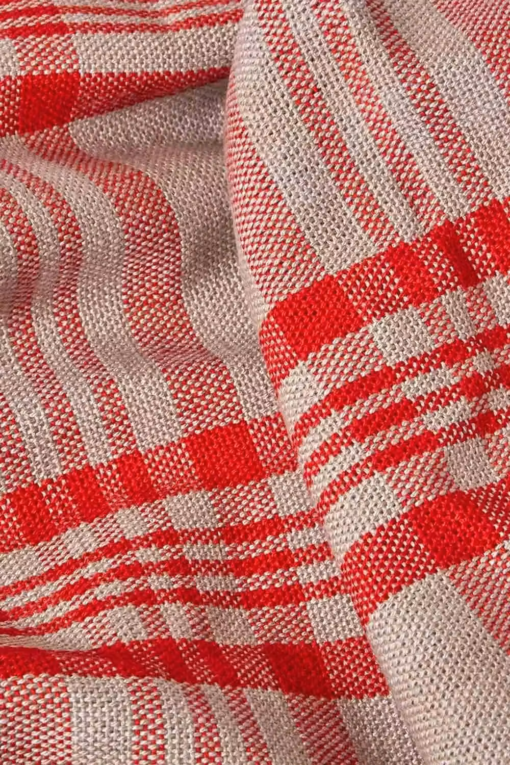 Homescapes Red Tartan Check Woven Cotton and Wool Throw for Sofa and Bed, W: 225 cm, D: 255 cm – 3