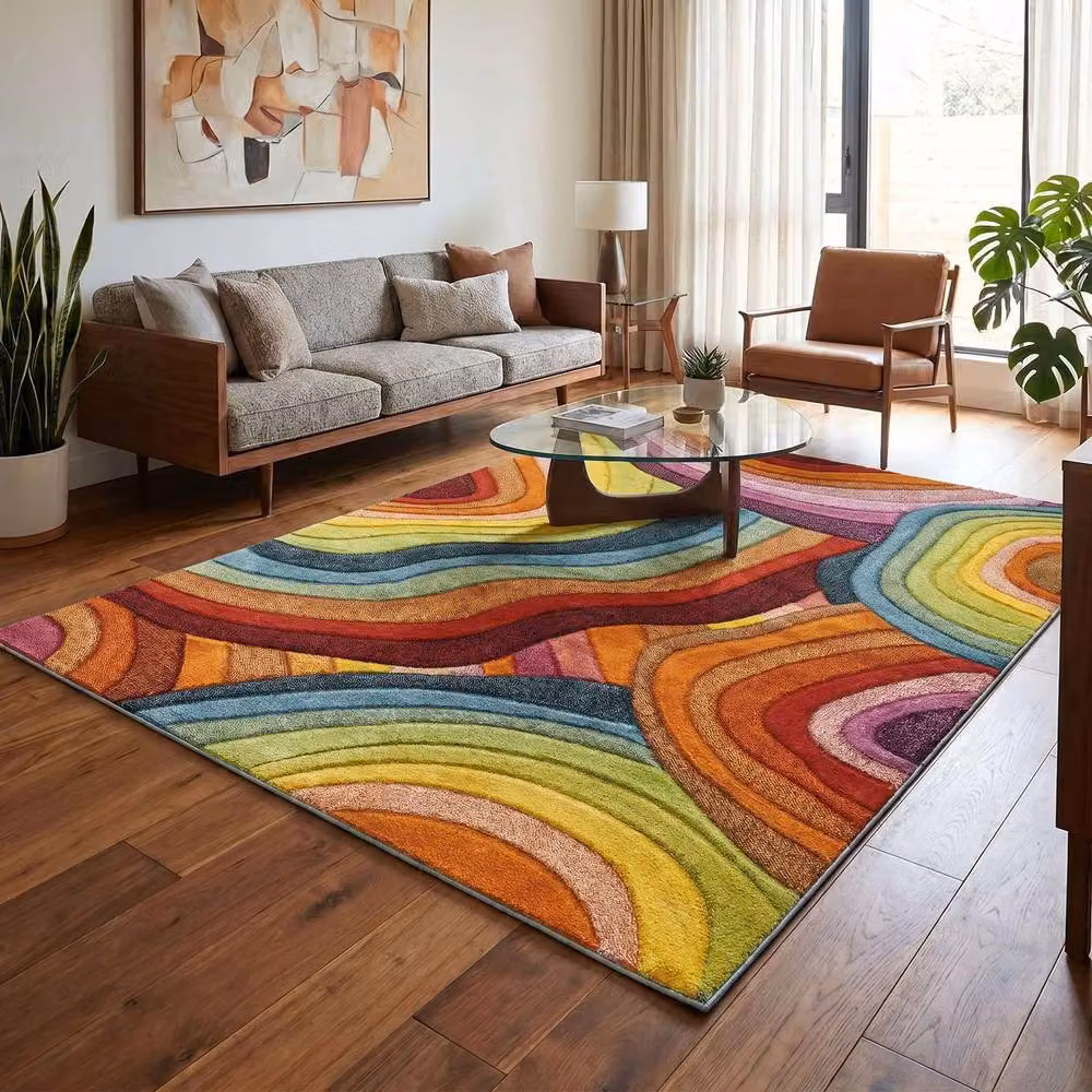Desire Rugs Rainbow Modern Multicolour Carved Mosaic Rug, W: 120 cm, D: 170 cm – 2