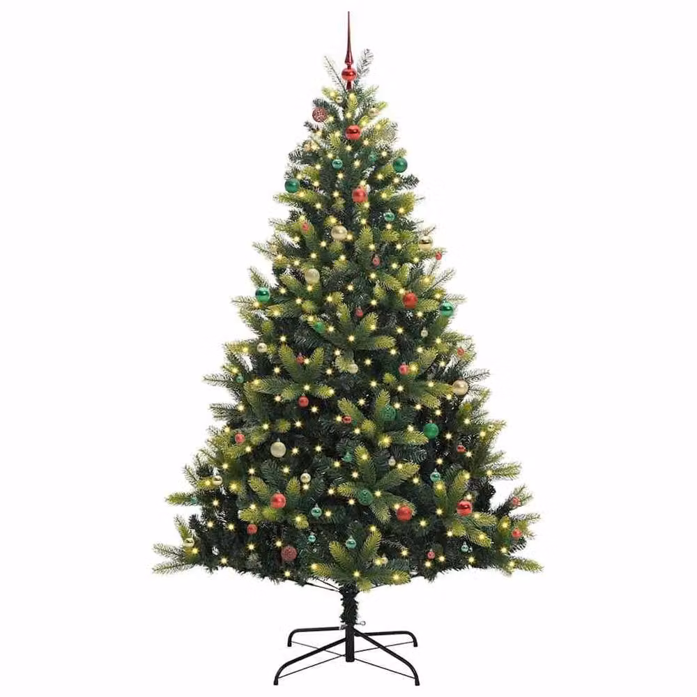 Berkfield Home Artificial Hinged Christmas Tree with 300 LEDs, Green, Height: 240 cm – 3
