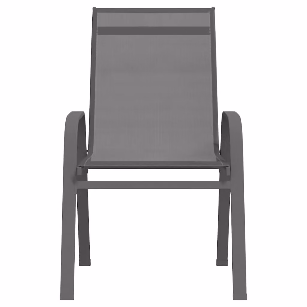 Berkfield Home Stackable Garden Chairs, Set of 4, Grey Textilene Fabric and Powder Coated Steel – 2