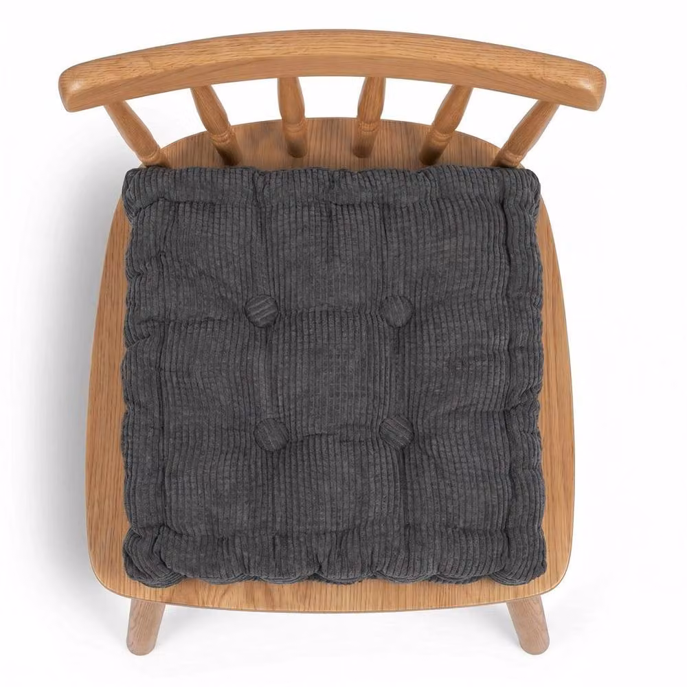 EONLION Dark Grey Corduroy Square Dining Chair Seat Pads and Thick Booster Cushions – 2