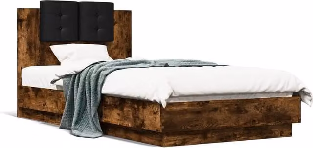 Berkfield Home Small Single Bed Frame in Smoked Oak Brown, W: 75 cm x L: 190 cm