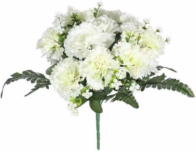 KDMD Cream Pembroke Mixed Carnation Floral Bunch in White