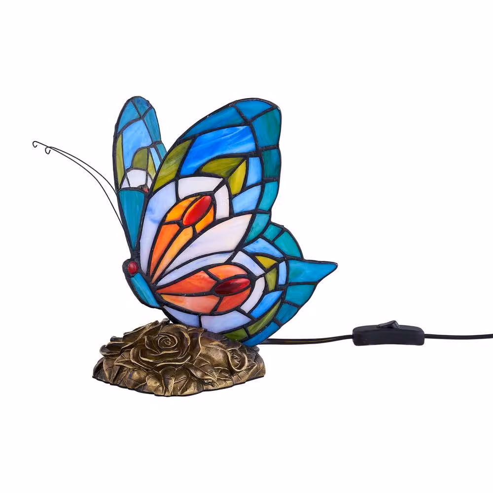 First Choice Lighting Betty Multicolour Tiffany Butterfly Table Lamp in Bronze and Gold/Brass – 2